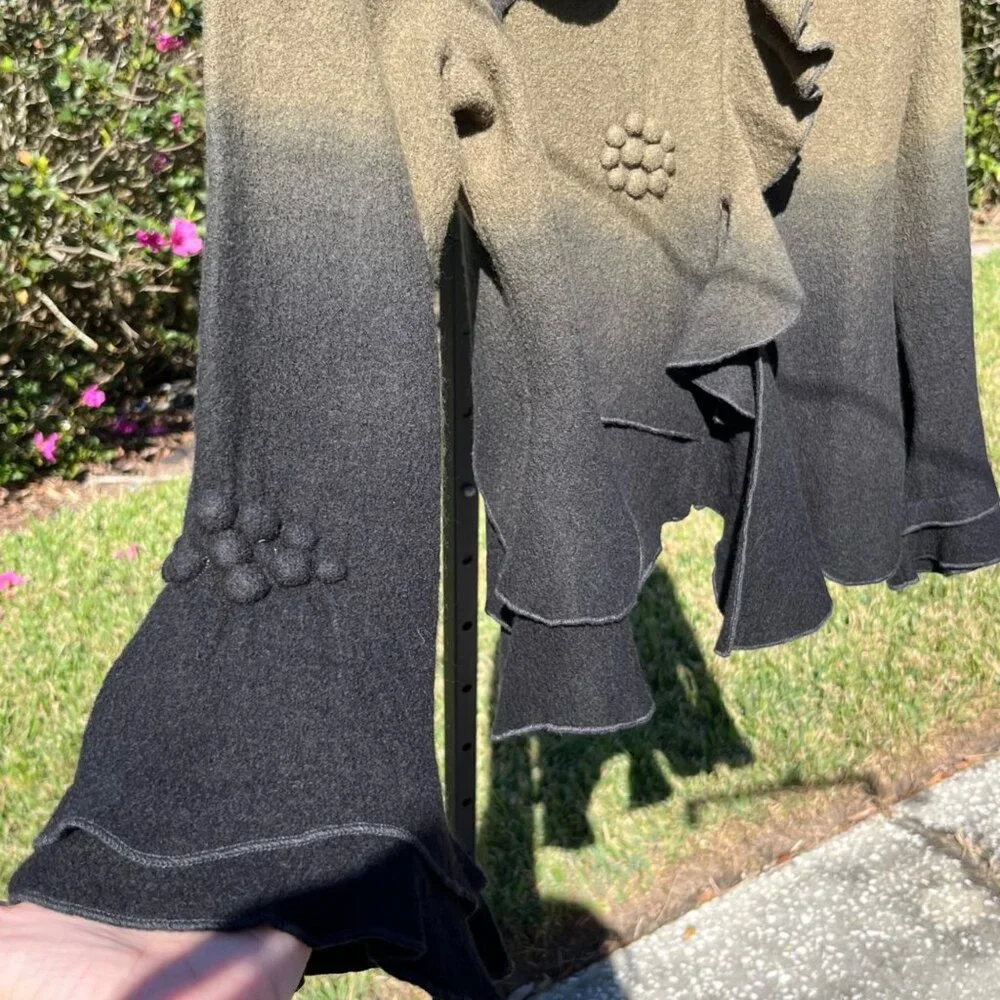 Vintage y2k CoVelo Green Fairy Cottagecore Art To Wear Boiled Wool Jacket Size M - Picture 4 of 9